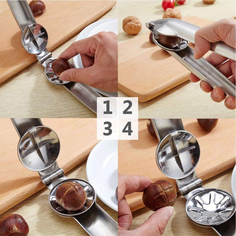 Melostu Nutcracker Chestnut Clip Stainless Steel Chestnut Cracker Pecan Walnut Plier Opener for all nuts (1 pack) - Image 3
